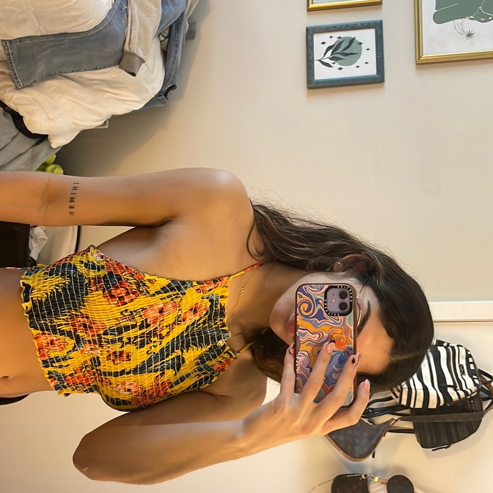 Open back tie crop top